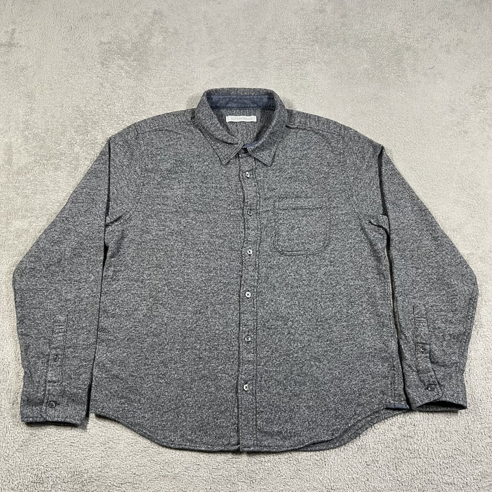 Outerknown Flannel Shirt Mens Large Gray Button Up Pocket Midweight Long Sleeve